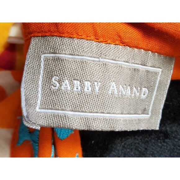 Sabby Anand Women's Orange Cotton Round Neck Sleeveless Knee Length Dress S - Picture 8 of 10